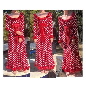 Vintage Victor costa small‎ hostess party dress red 70s Valentines saks 5th